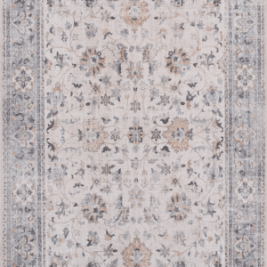 Gulvtæppe Loomery Fenix 60Ã110 cm creme/blå fløjlsgarn vintage-mønster